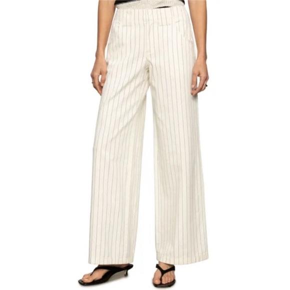 Jason Wu Pants - Jason Wu Pinstripe Wide Leg Trouser Pants in Cream - Size 4